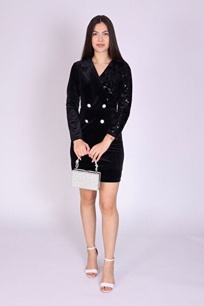 Ella Collection Rochie sacou DASHA din catifea si paiete