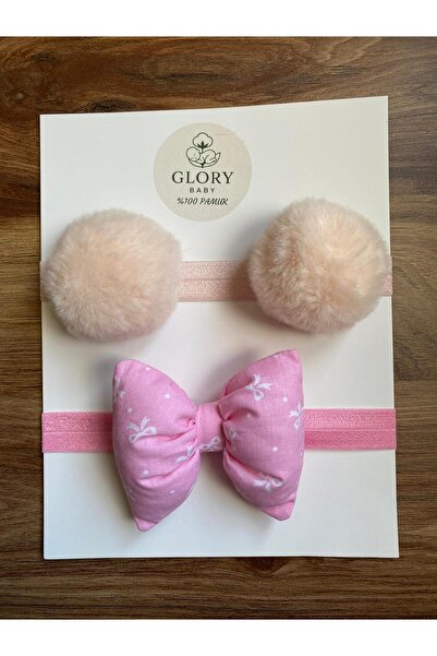 GLORY BABY Baby Girl Bow & Pompom Bandana - Hair Band Set of 2