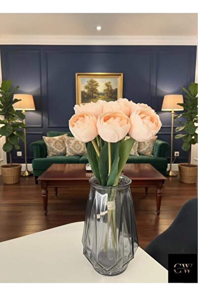 MODA CrossWellHome Yapay Çiçek Islak Şakayık Buketi 8’li - Pudra Pembe Ev Dek...