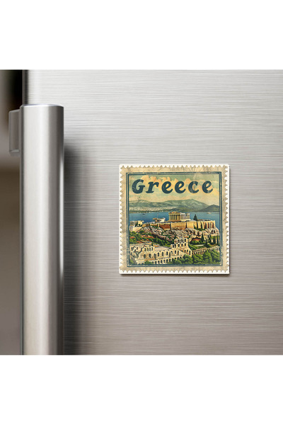 iBerk Yunanistan Greece - Posta Pulu Temalı Ülke - Baskılı Buzdolap Magneti K...
