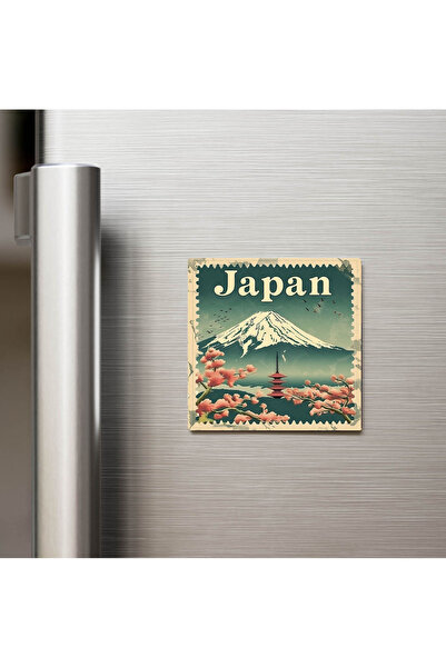 iBerk Mıknatıslı Buzdolap Magneti - Japonya Japan - Posta Pulu Temalı Ülke - ...