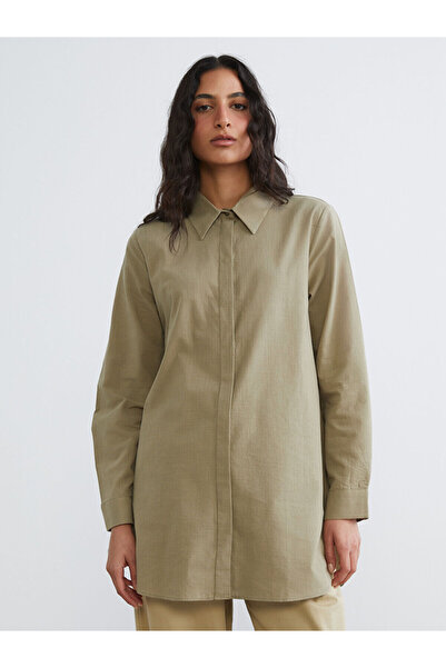 LC Waikiki قميص نسائي منقوش باللون الكاكي