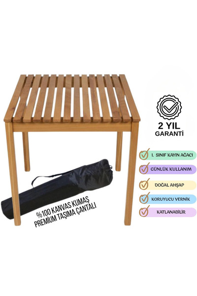 Alvin Spor Ahşap Katlanır Rulo Kamp Masası Piknik Masası Kolay Taşınabilir Ka...