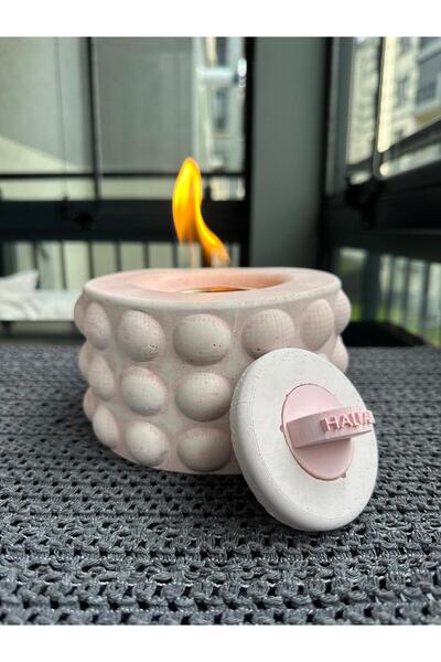 HALFART Pembe Masaüstü Bioetanol Şömine Beton Gövdeli Söndürücü Kapaklı