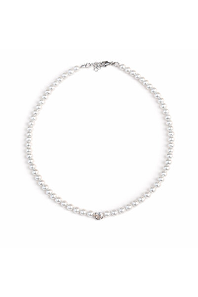 House of Crystals Colier tip Choker cu Perle Albe la Baza Gatului si Cristal ...