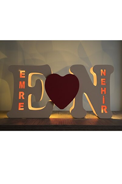 Runc Design Kişiye Özel İsimli Harf Lamba - Sevgiliye Hediye Işıklı Dekoratif...