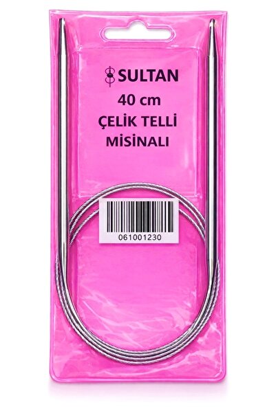 Sultan Çelik Telli Misinalı 40 Cm Bere Yaka Kol İçin Örgü Şişi (5-6-7-8-9-10MM)
