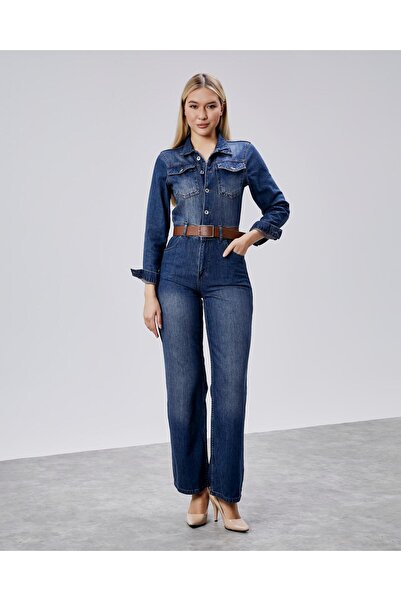MODAGK Comfortable Denim Jumpsuit - Pipe Leg