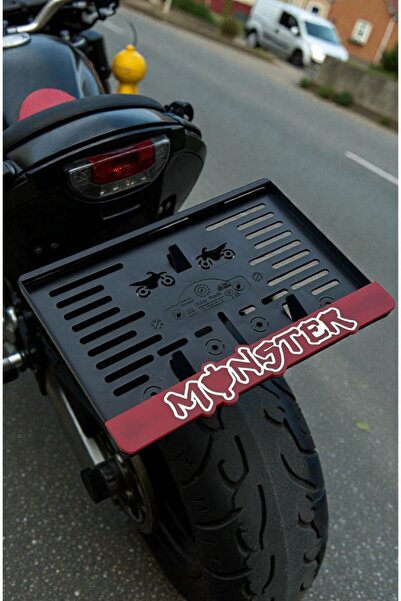 HMNL Motorsiklet MONSTER Plakalık KIRMIZI KROM KABARTMALI KROM YAZI 1 ADET Mo...