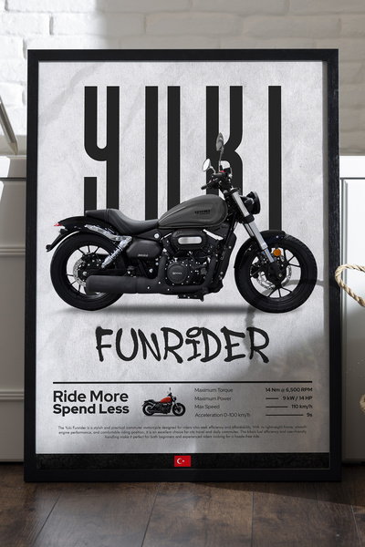 Duvarda Poster Yuki Funrider cu ramă din lemn negru, pictură decorativă de pe...