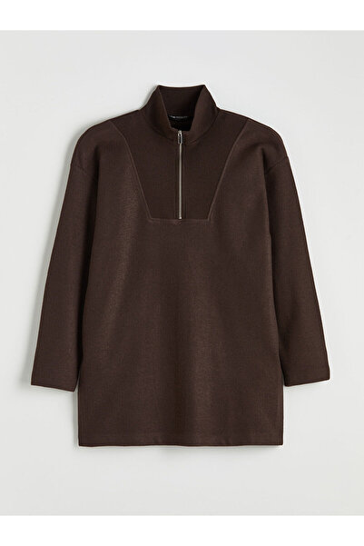 LC Waikiki مجموعة إلسيفا سترة نسائية ذات ياقة عالية باللون البني