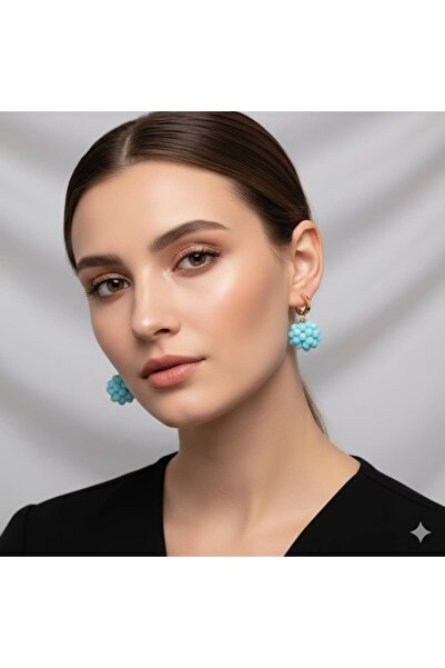 JULYA AKSESUAR ÇELİK GOLD MAVİ KIRİSTAL TAŞLI ŞIK KÜPE