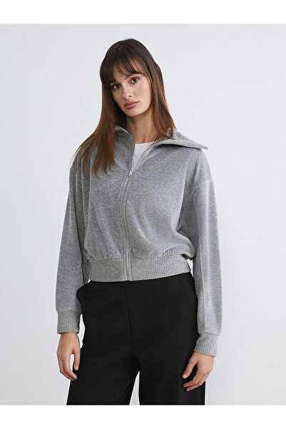 LC Waikiki Nevavm High Neck Oversize Women's Zippered Sweatshirt with a Diffe...