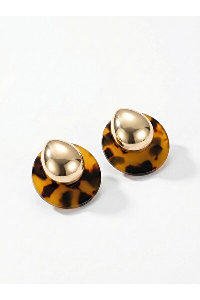 Snartun Leopard Patterned Gold Color Women's Earrings |   Special Boxed