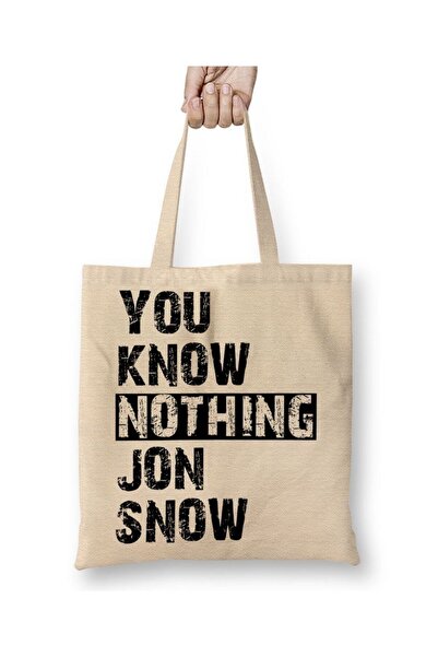 Toyaso Know Nothing Jon Snow White Tote Bag Long Handle Shopping Bag Beach Bag