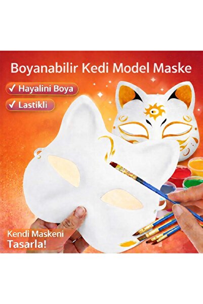 avensyy Boyanabilir Kedi Model Maske – Kendi Tasarımını Oluştur