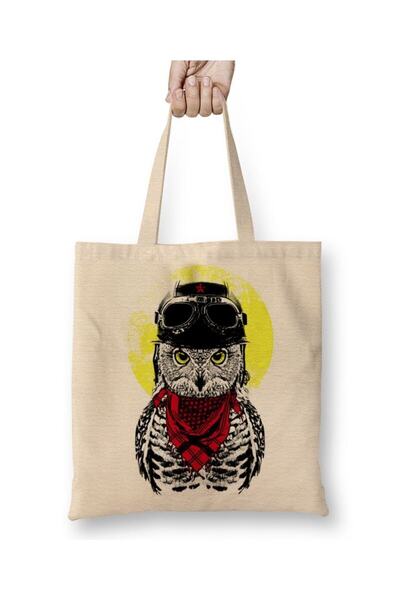 Toyaso حقيبة تسوق من القماش الأبيض بمقبض طويل من The Adventurous Owl The Birt...