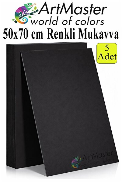 Artmaster Siyah Renkli Mukavva 50x70 cm 5 Adet 1 Paket Renkli Sert Karton 1.0...