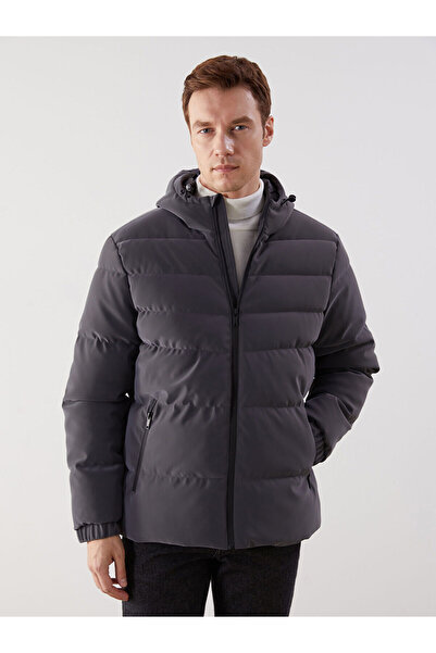 LC Waikiki Gray Standard Fit Hooded Men's Puffer Jacket