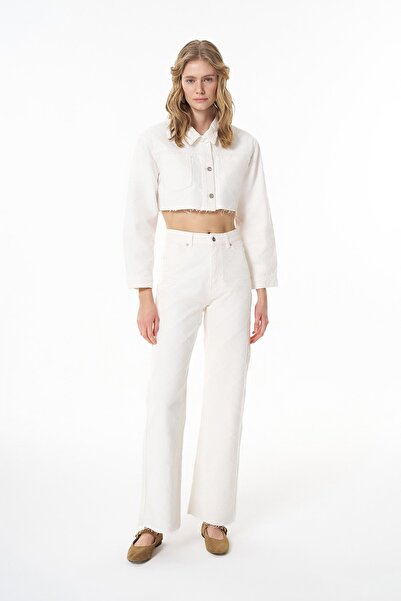 Quzu Women's Canvas Trousers Pnt00145 Cream