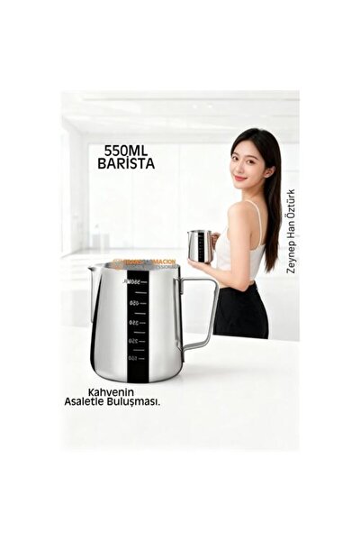 ModaCar İnox 550ml Barista Süt Sürahisi - Süt Köpürtme Potu - Paslanmaz Çelik