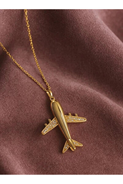 naaksesuar Çelik Gold Renk Uçak Kolye