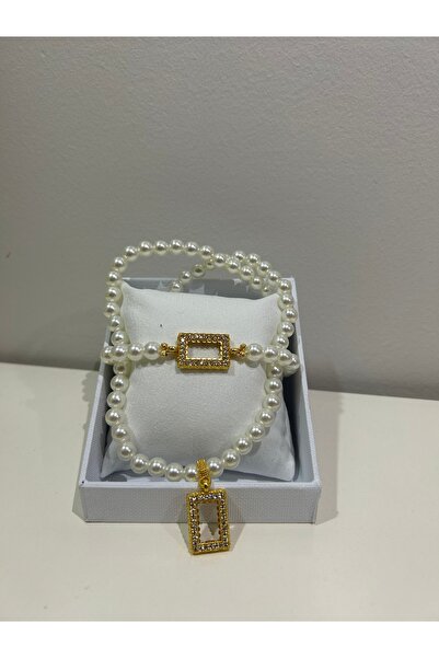 şinda takı Külçe Gram Altın Uyumlu İnci Set Kolye Bileklik