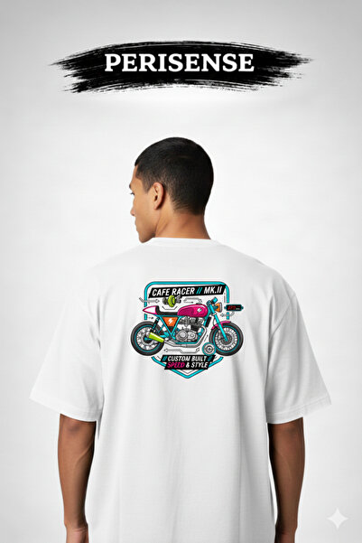 YRN COLLECTION Tricou oversize unisex Cafe Racer cu imprimeu BLUEPRINT, din b...