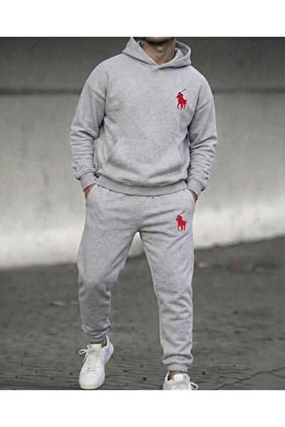 LELVANİ Men's Custom Red(Red)-At(Horse) Icon Hoodie Oversized Sweat Tracksuit...