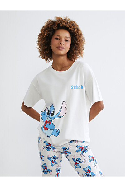 LC Waikiki Peak Yeni Sezon Bisiklet Yaka Stitch Baskılı Kadın Pijama Takım