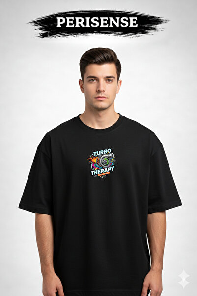 YRN COLLECTION تي شيرت للجنسين من نوع Turbo Therapy مطبوع Premium من القطن ال...