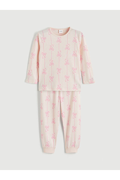 LC Waikiki Pink Bow Patterned Girls' Pajama Set