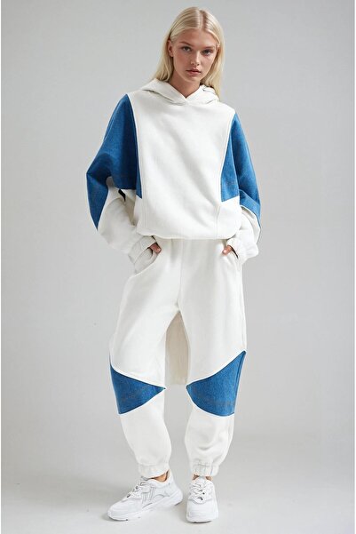 Lijuri Denim Paneled Hooded Set 10305