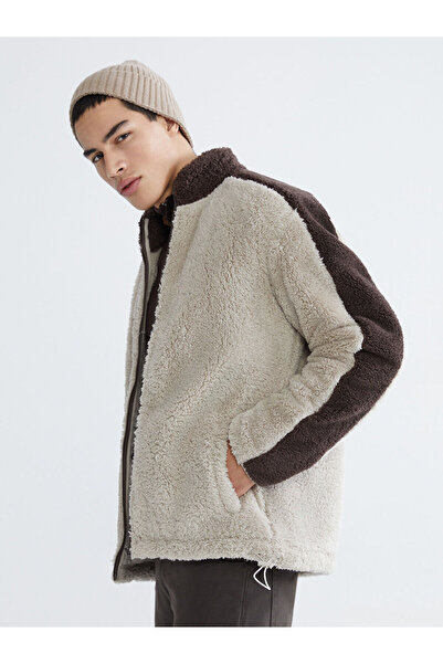 LC Waikiki Mock Neck Plush Men's Zippered Sweatshirt