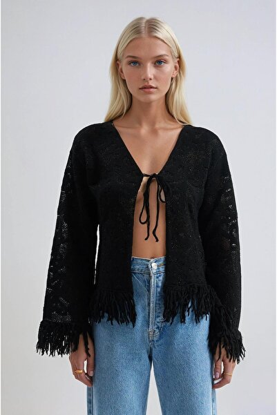 Lijuri Front tie-up sheer knit cardigan 5199