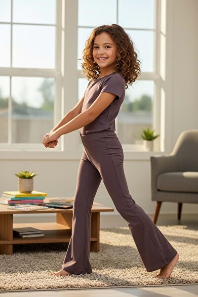 RYZE ÇOCUK evazat COLANȚE DE COLOANĂ PENTRU FETE DE CULOARE SOLIDĂ VISCOSĂ Prune