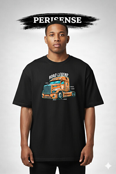 YRN COLLECTION تي شيرت للجنسين من Trucker Life مطبوع مصنوع من القطن الممشط ال...