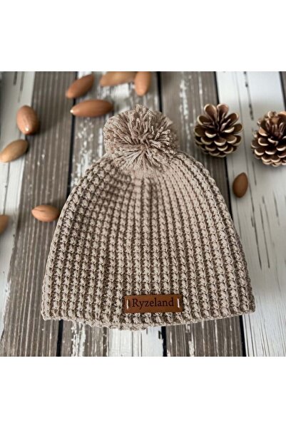 RYZE ÇOCUK Handmade Knitted Baby Hat Beanie Beige