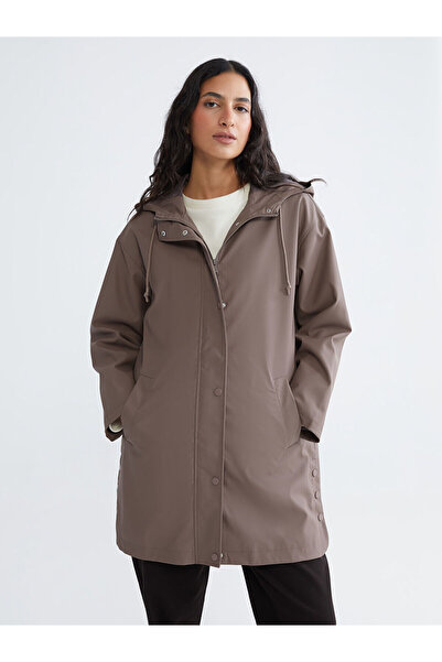LC Waikiki Brown Hooded Women's Raincoat