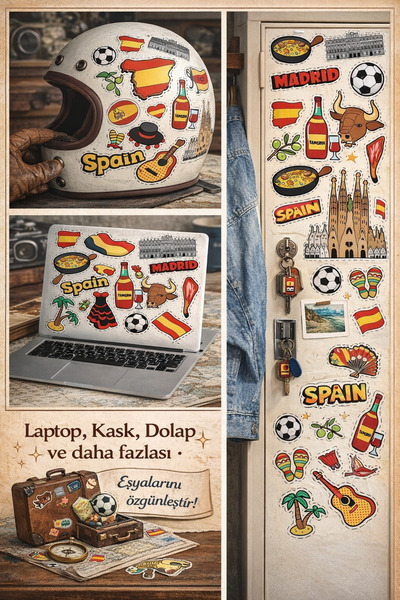 Limitless Design مجموعة ملصقات عتيقة ذات طابع إسباني - ملصقات مدريد، إسبانيا،...