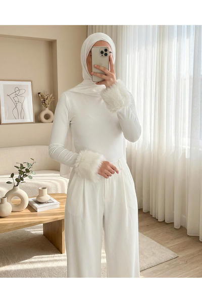 HİJABAYA Блуза с кожа, полуяка и копчета