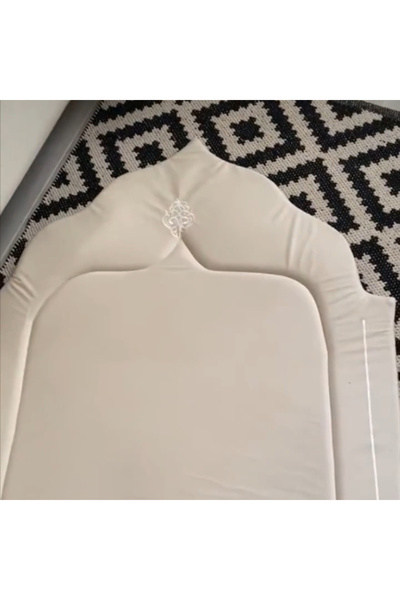 Noor sila 2cm padded prayer rug, embroidered off-white