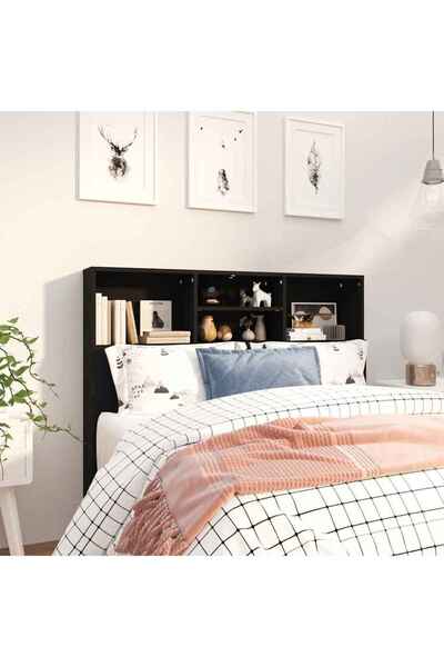 vidaxl Headboard Cabinet Black 120x19x103.5 cm
