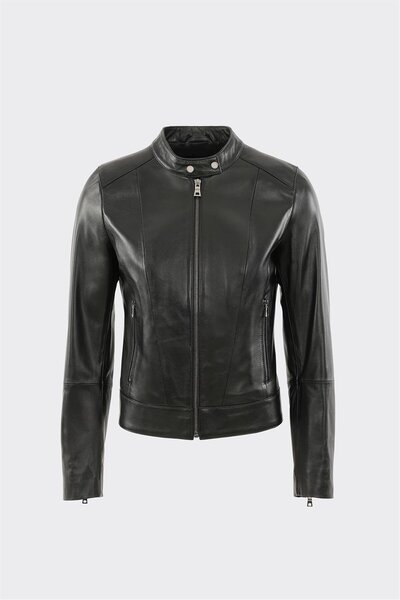 Elle Shoes Siyah Deri Kadın Ceket