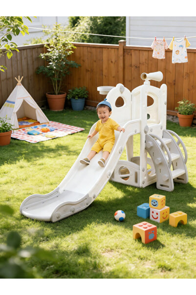 Yoawllty Space-Themed Toddler Slide with Basketball Hoop & Telescope – Indoor...