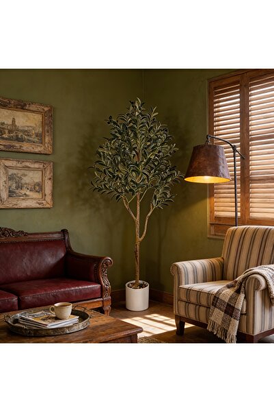 SCHENKERO شجرة زيتون صناعية بطول 213 سم - ديكور داخلي وخارجي
