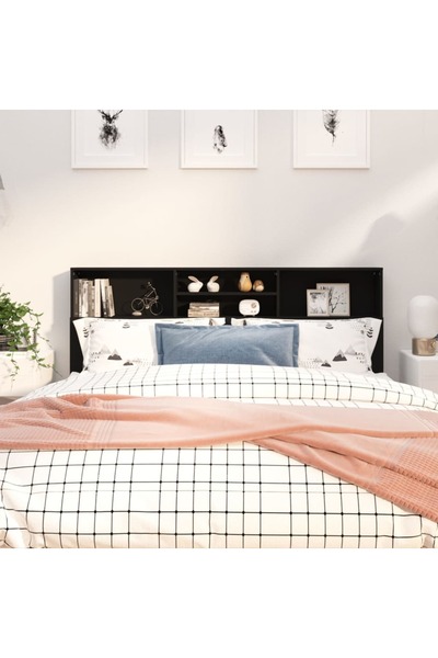 vidaxl Headboard Cabinet Black 180x19x103.5 cm
