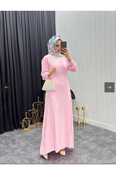 Abalı Yeni sezon kışlık maxi kadın triko elbise Jar Almajbour Sandrelle model