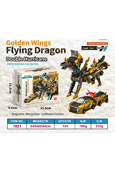 Choice1 gold 2 in 1 Collision Transforming Car Toy, Magnetic Cars Transform F...