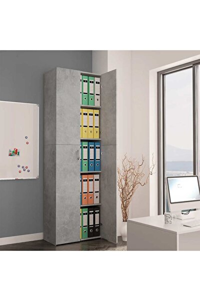 vidaxl Office Cabinet Concrete Grey 60x32x190 cm Engineered Wood